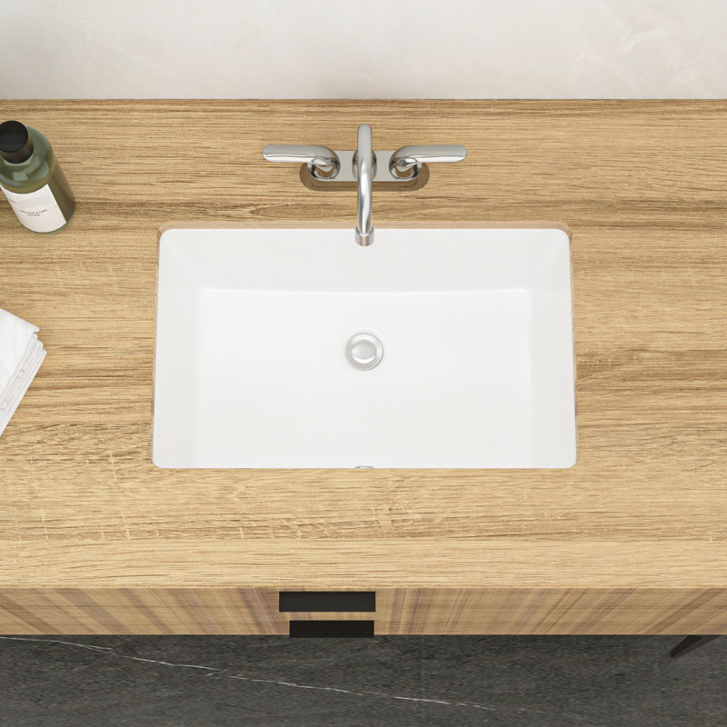 Lavabo de salle de bain encastré en céramique blanc de 21 po x 13 po, surface de teinture, idéal pour plusieurs réglages de l'acide rectangulaire, faible absorption d'eau, grande variété d'espaces