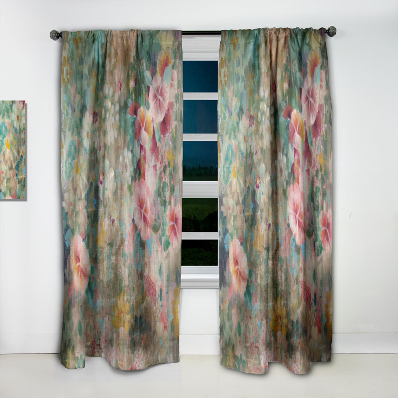 Rideau en lin / polyester Rashee Flower Shower III, L 52 po x L 95 po