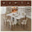 Ensemble de table de salle à manger de 63 po pour 4 à 6 personnes avec rangement, plateau en pierre brûlée et base en bois massif doré, comprenant 6 chaises en polyuréthane blanc pour la cuisine et l’appartement-5023486