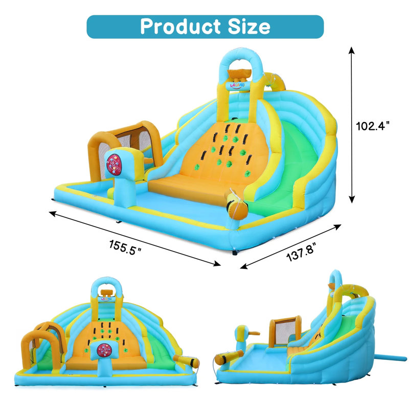 Large Blue and Yellow Inflatable Water Slide Park