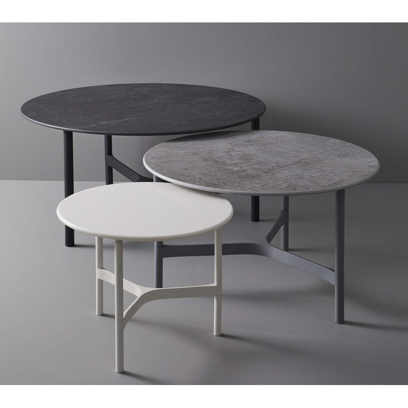 Twist Outdoor Round Coffee Table, 17.79" H x 35.5" W x 35.5" D, Lava Gray/Black