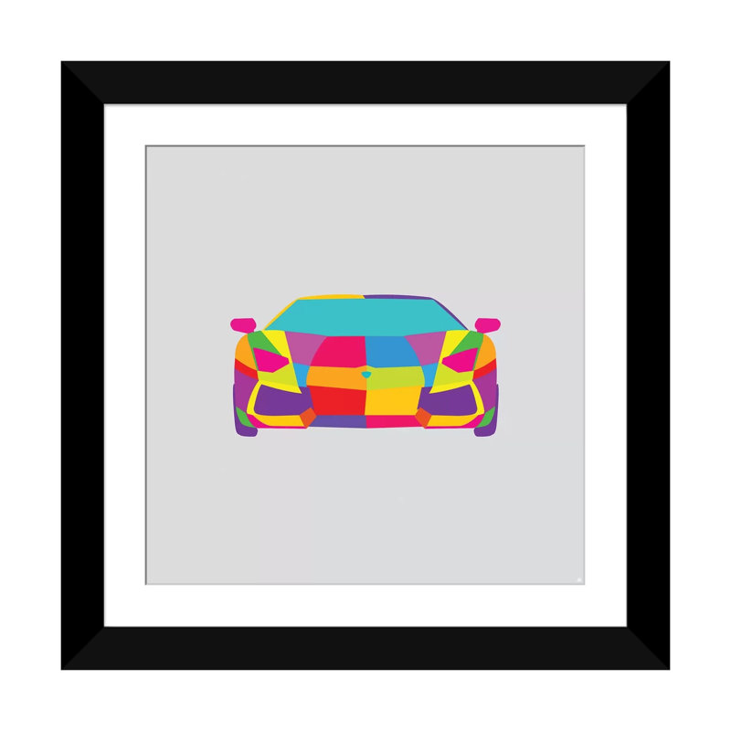 «Lambo» par Yoni Alter, impression sur toile, H 24 po x l 24 po x P 1 po, Papier beaux-arts encadré noir, Blanc