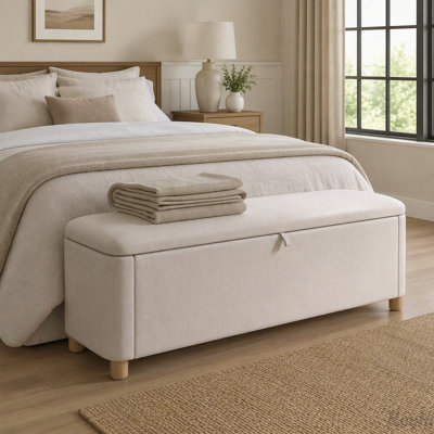 Velvet Storage Bench Bench with Solid Wood Legs