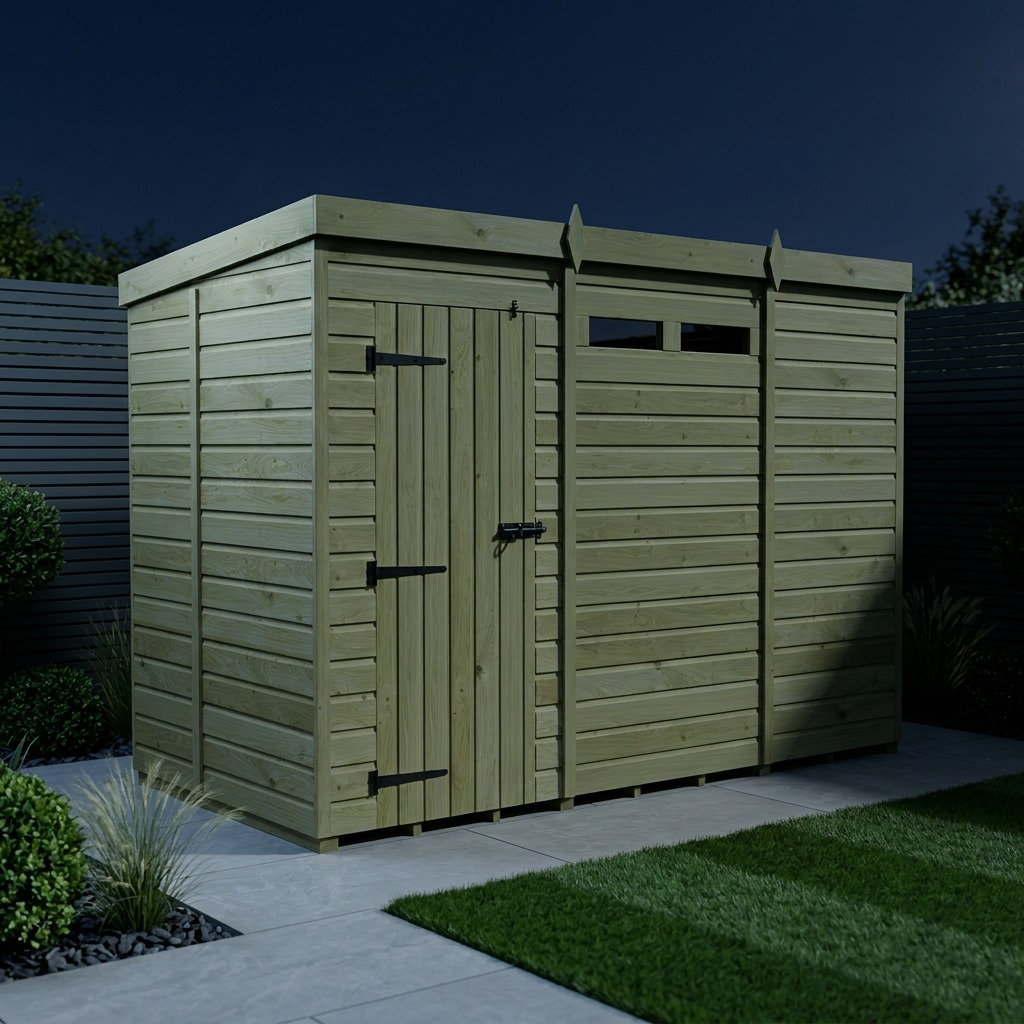 Total Sheds 11ft x 5ft Security Pent Shed - Heavy-Duty Hasp Staple Anti-Tamper - Pressure Treated Timber - UK Manufactured