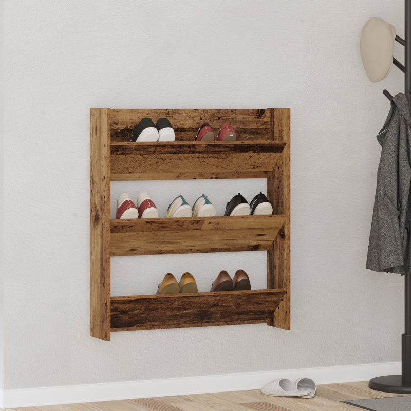Gersemi 9 Pair Shoe Rack, Old Wood