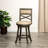24" Counter Stool With And Swivel Feature, Weathered Gray Finish, French Leather Seat - & Elegant Height Stool, Elevate Your Kitchen Decor-749878210
