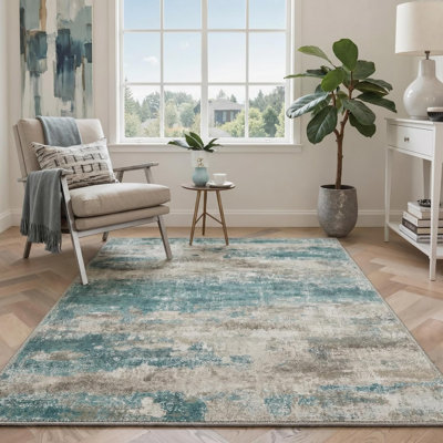 Carpettes 9 x 12 pour la chambre à coucher du salon, tapis moderne lavable à la machine, grand revêtement de sol à poils courts doux avec envers antidérapant pour la salle à manger, gris sarcelle cendré