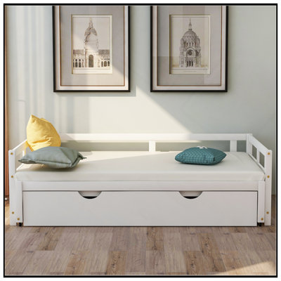 Lit de jour extensible avec couchette, lit de jour en bois pour une utilisation compacte et polyvalente dans n'importe quelle maison