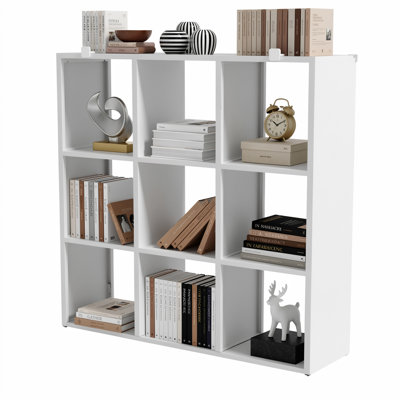Bibliothèque robuste en métal à 9 cubes avec assemblage facile, idéale pour les solutions de rangement modernes et minimalistes