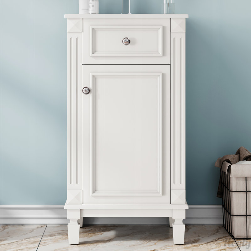 Meuble-lavabo de 18 po de style français avec porte à fermeture douce et tablette réglable, Noir