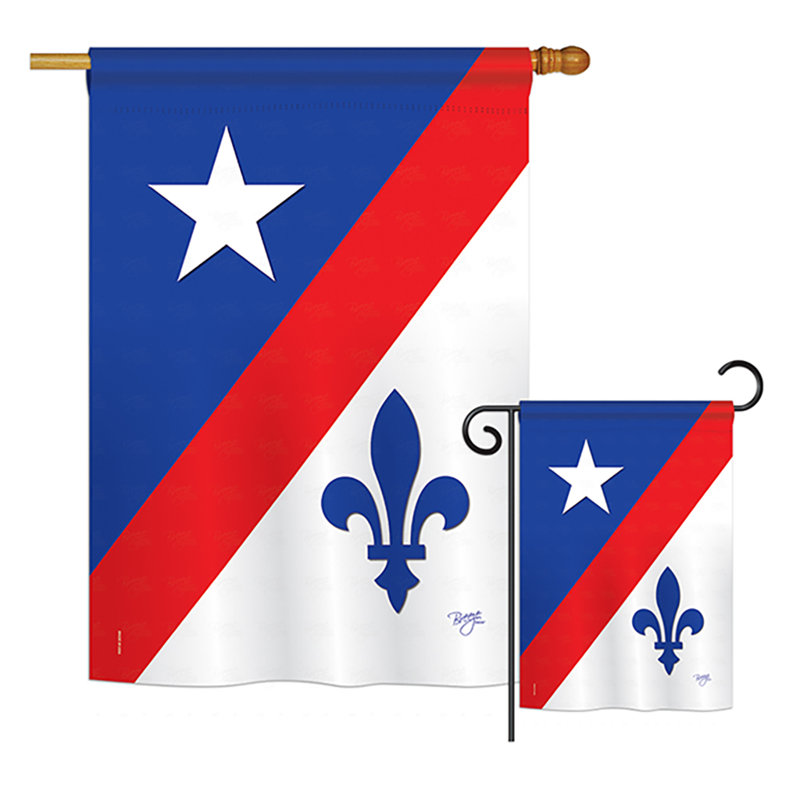 Ensemble de 2 drapeaux en polyester 2 faces franco american interets fleur de lys impressions