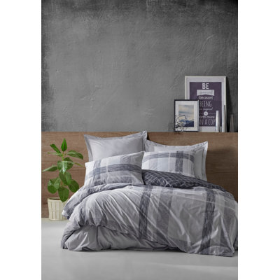 Cotton Plaid Duvet Cover Set