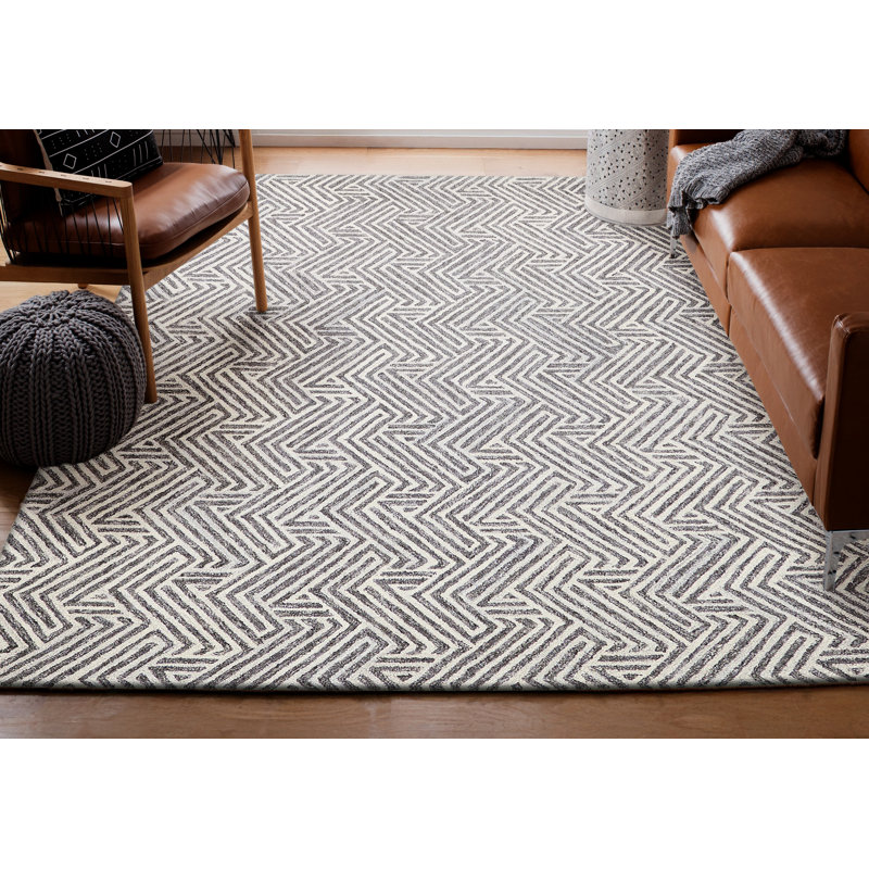 Naturals Hand Tufted Geometric Area Rug in Ivory/Gray, Rectangle 12' x 15'