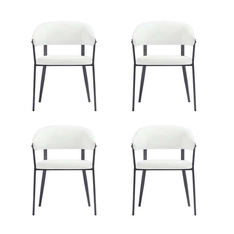 Chaise rembourrée en cuir Belle Modern, Blanc / Blanc