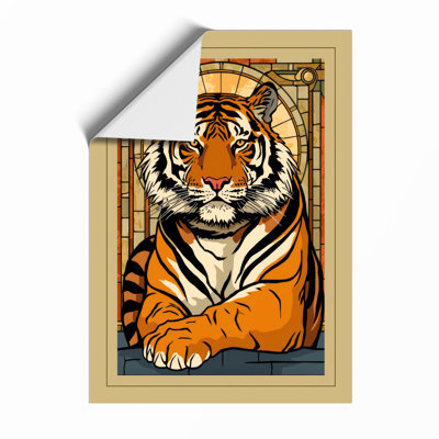 Tiger in Gold Frame Art Deco - Framed Print