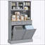 Armoire de cuisine autoportante avec station de charge, armoires à ordures inclinables et tablettes réglables pour un rangement et une organisation efficaces-1400098115