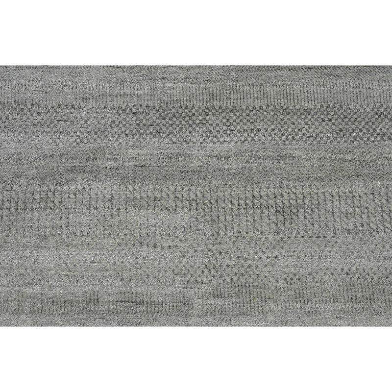 Tapis argenté et noir noué à la main de haute qualité
