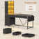Barbarino Computer Desk With 5 Drawers And Bookshelf Led Lights For Small Spaces
