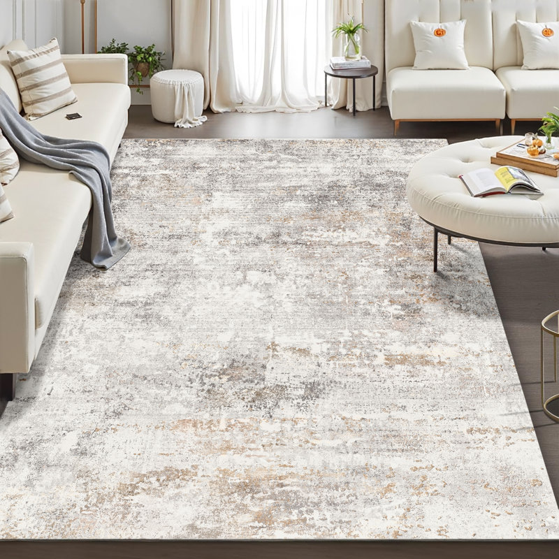Elroy Contemporary Abstract Area Rug with Machine Washable and Non-Slip Backing, Rectangle 5' x 7'