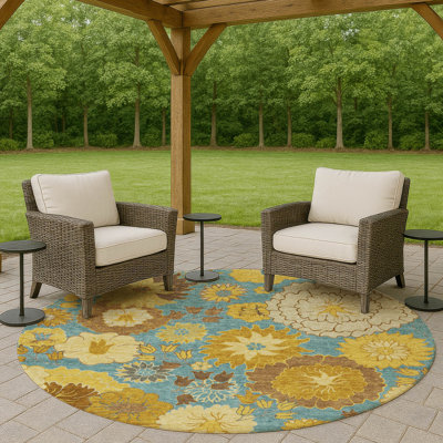 Tapis floral intérieur / extérieur lavable à la machine Emelia ACN2294
