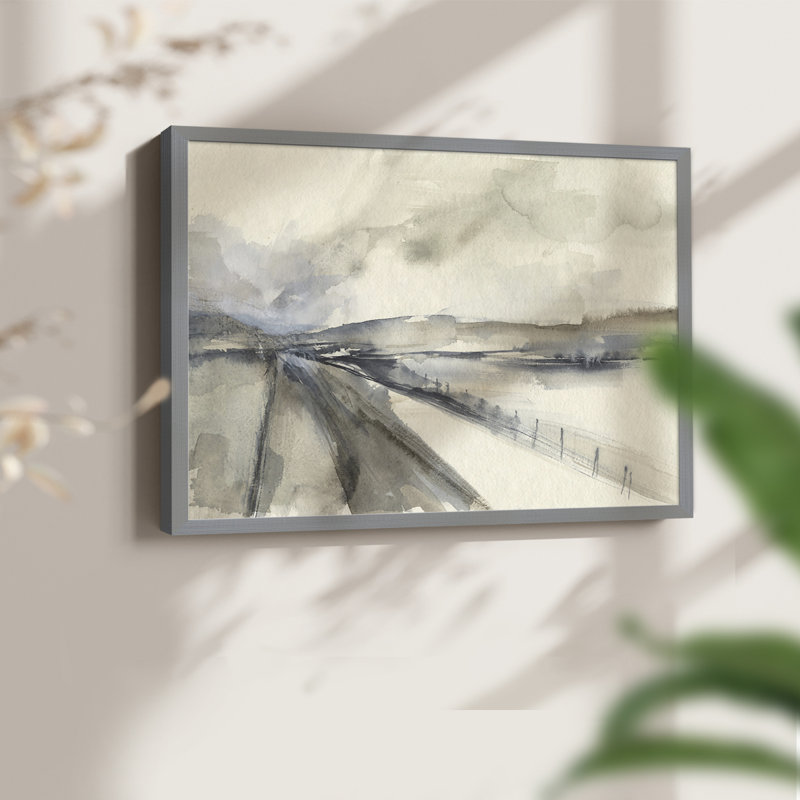 Sentier de disparition I - reproduction encadrée - réarmable, Gris, H 22 po x l 28 po