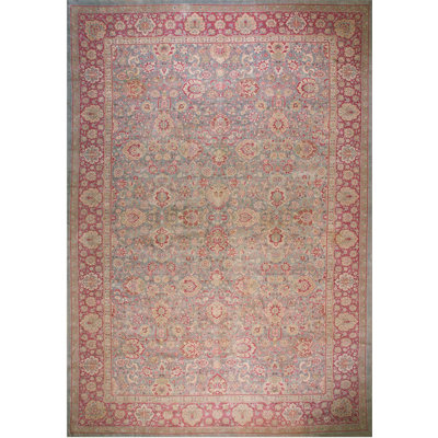Tapis antique noué géométrique surdimensionné antique Lahore
