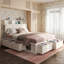 Upholstered Platform Bed Frame with 8 Storage Drawers, Storage Bed with LED light & Charging Station, Velvet Tufted Headboard with Adjustable Bedside Tables, No Box Spring Needed-1424131311