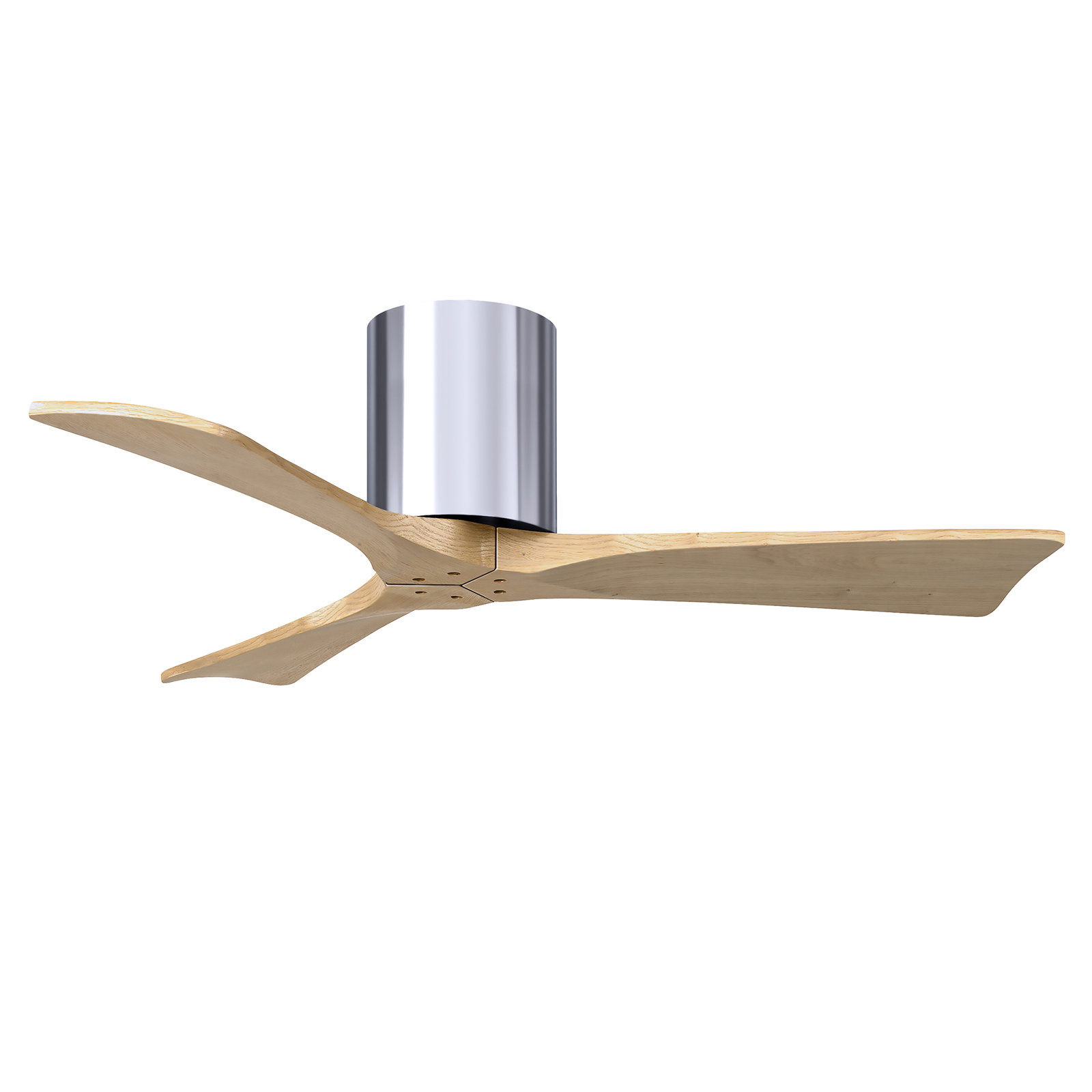 Olivier 3 Blade Ceiling Fan, Polished Chrome, Light Maple Tone, 42"