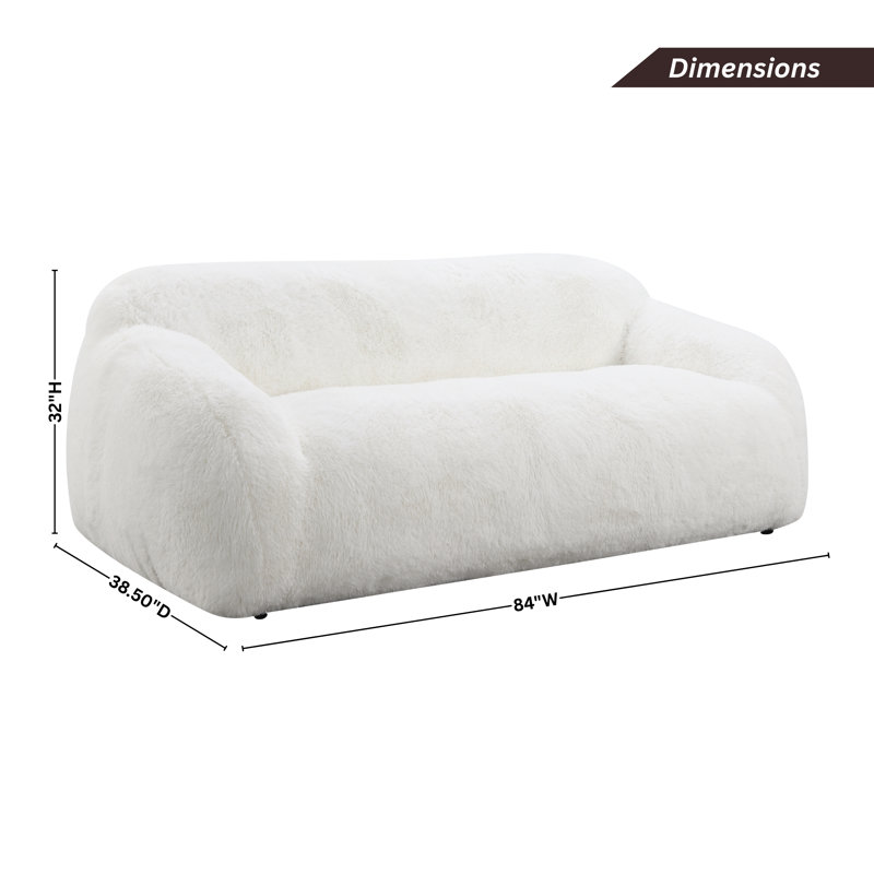 Canapé rembourré en fausse fourrure moelleuse avec silhouette flottante moderne
