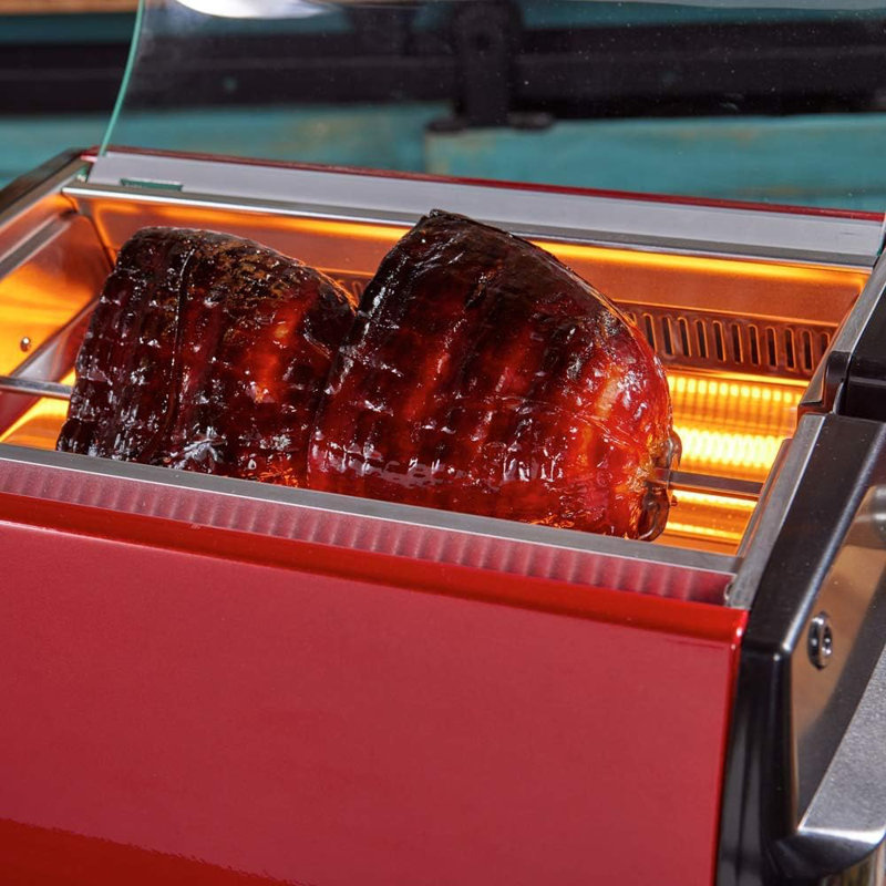 Kitchen Chef Indoor Smokeless Rotisserie Grill, Red
