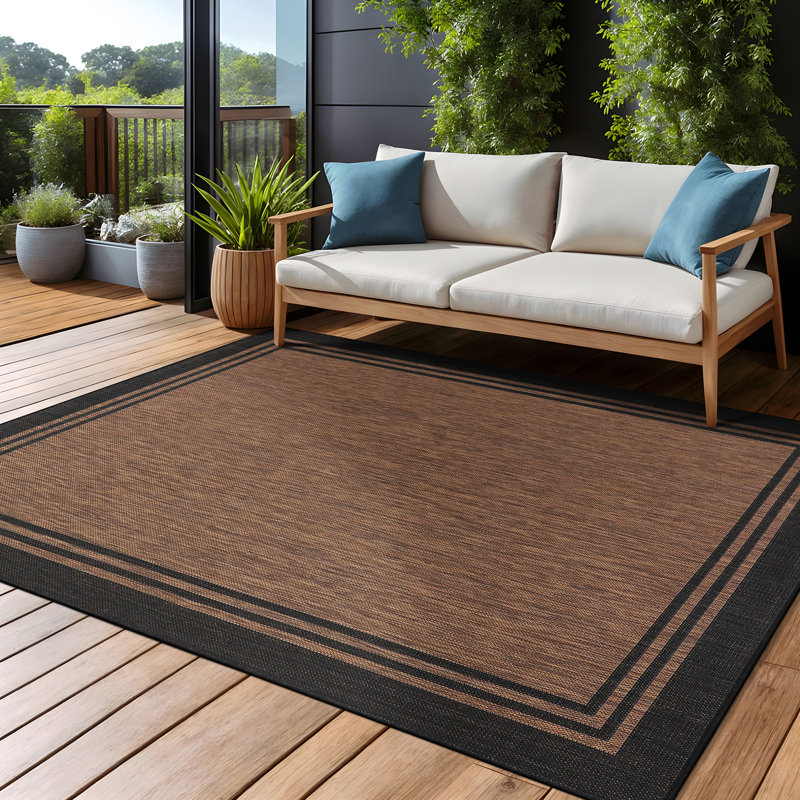Wade Logan® Waikiki Brown/Black Indoor/Outdoor Rug & Reviews | Wayfair