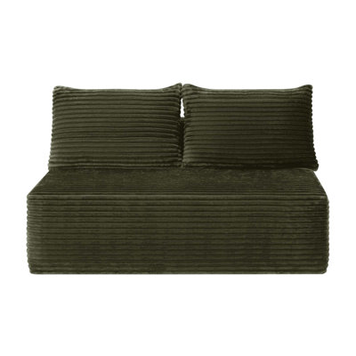 58-Inch 2-Seat Plush Fabric Lounge with Cup Holder, Perfect for Living Room Comfort and Flexibility