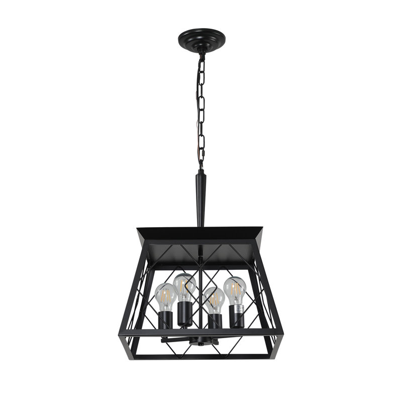 Lustres de ferme 4 lumières pour salle à manger chêne, Noir