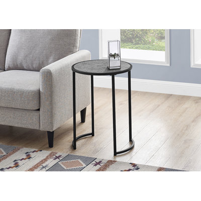 Table d'appoint, côté, rond, bout, table de chevet, lampe, stratifié gris, métal noir, contemporain, moderne