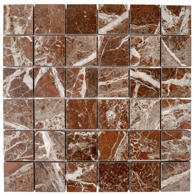 Regalia 12x12 in. Rosso Levanto Matte Gres Porcelain Uniform Square Mosaic Wall and Floor Tile (5.82 sq ft/case, 6-Pack)
