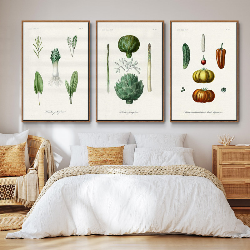Variétés de fruits et légumes I 3 pièces, Cadre noyer, H 27 po x l 54 po