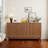 58" Farmhouse Sideboard Buffet Cabinet with 4 Doors & Adjustable Shelves, Curved Coffee Bar Cabinet-1506111253