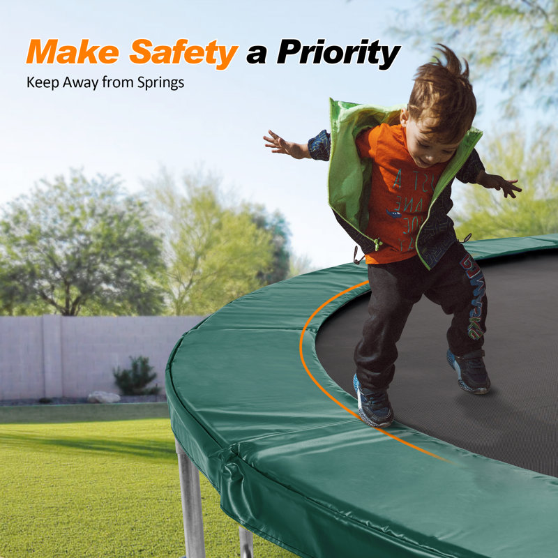Frame Pad for Trampoline, Waterproof Safety Spring Cover Round Frame Pad, No Hole for Pole, Dark Green