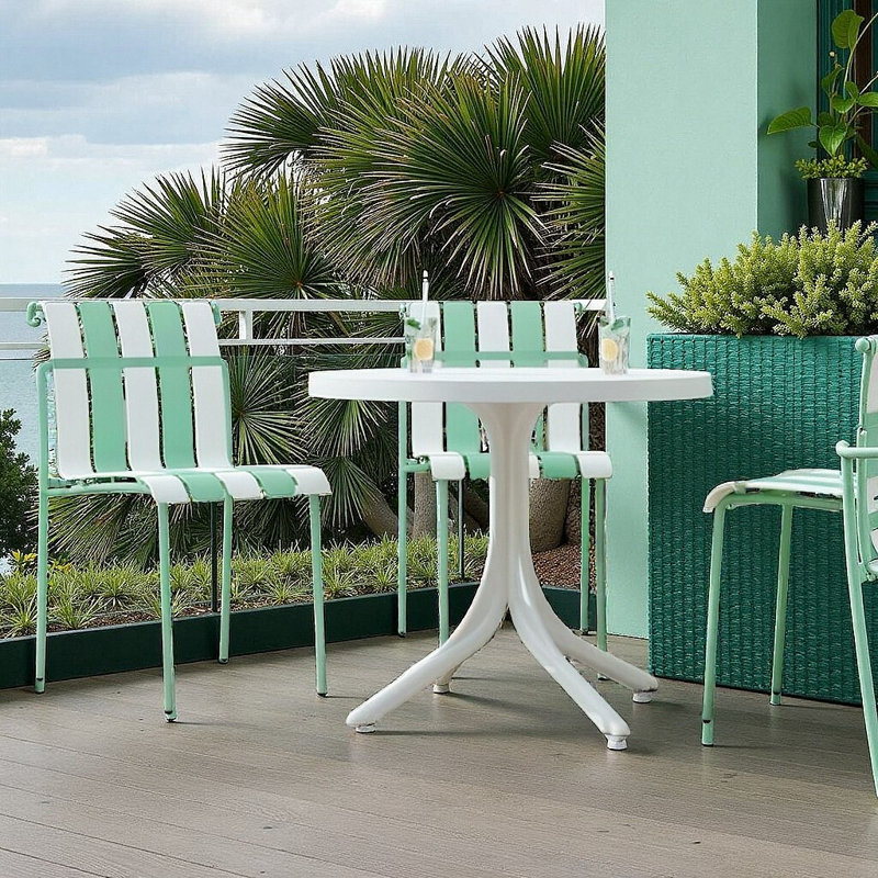 Ensemble de 4 chaises à blocs de couleur à rayures modernes - Ensemble de sièges intérieur / extérieur toutes saisons