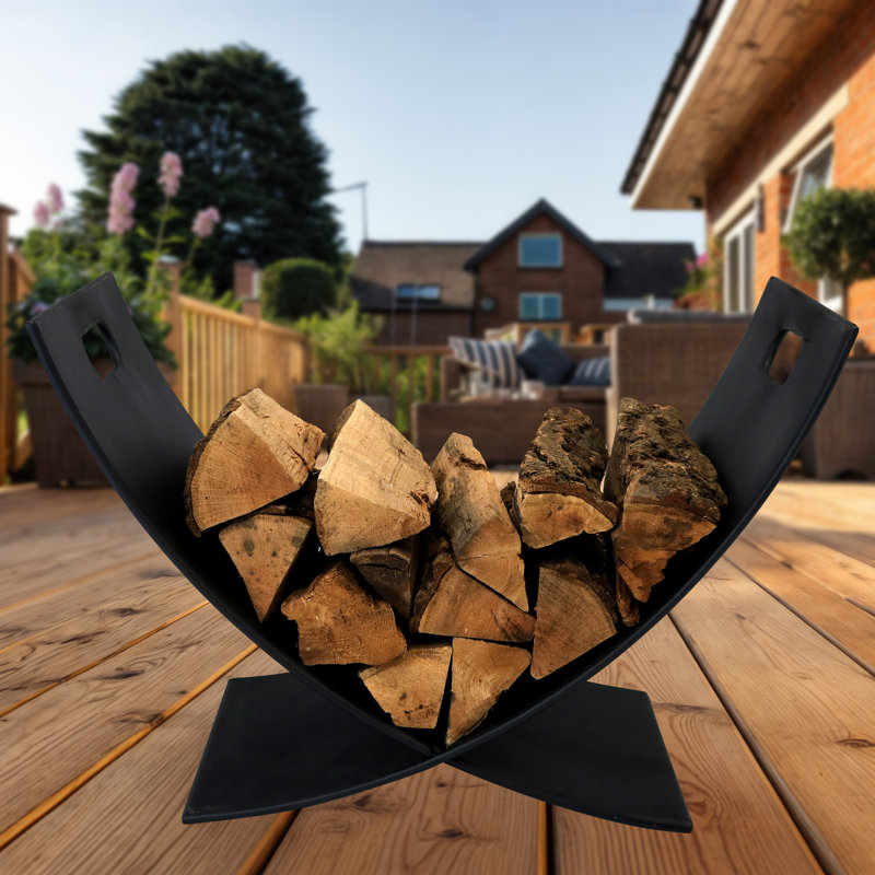 Indoor or Outdoor 30" Steel Firewood Log Rack Accessory - 400-lb Capacity