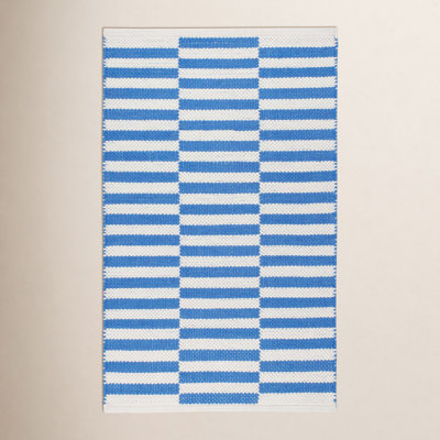 Sailing Stripe French Blue Handwoven Indoor/Outdoor Rug