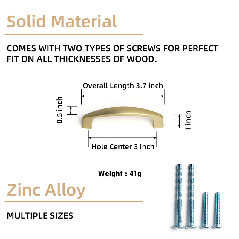 3" Center to Center Arch Pull Multipack, Brushed Brass