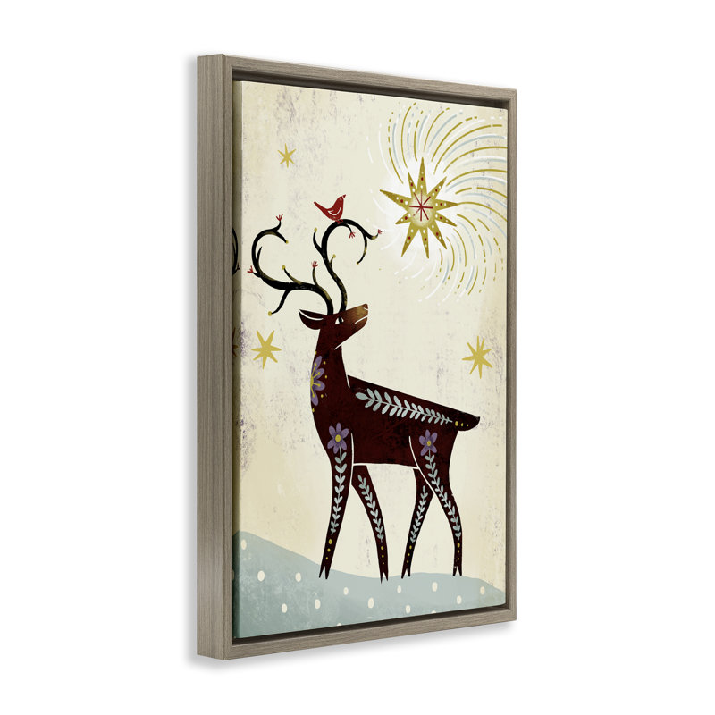 Cadre flottant rustique en forme de cerf d'hiver, design par Hannah Moren, Cadre flottant orme Montalcino, H 25 po x l 17 po
