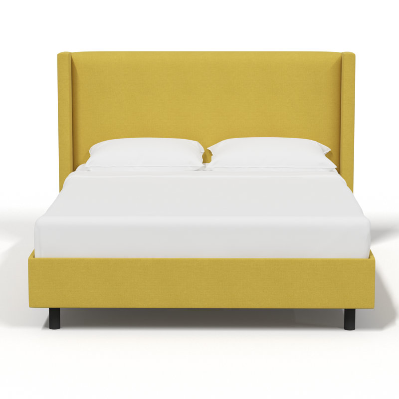 Lit plateforme tapissier à oreilles Hanson, Très grand, Brûlé Dolly
