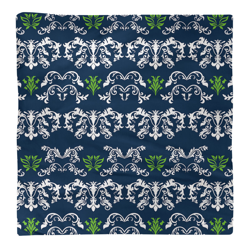 Serviette de football Seattle, l 10 po x L 10 po, Blanc / bleu marine collégial / vert action, polyester