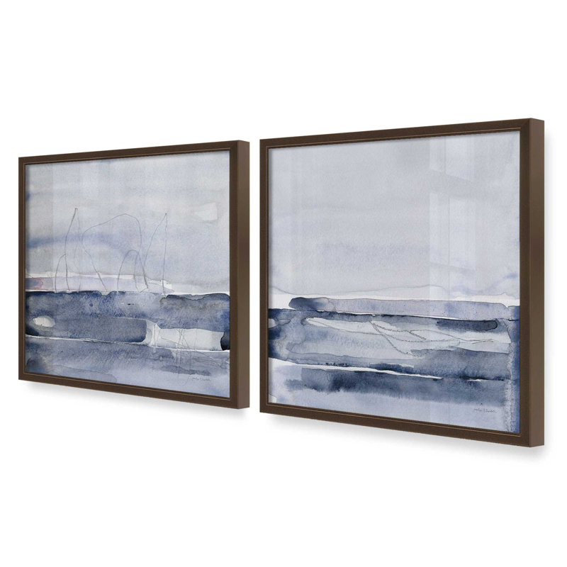 Indigo Drift, ensemble de 2 reproductions d'art, Brun Belvinder, 16 po x 16 po