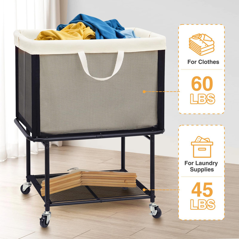 29-Gallon (110L) Laundry Cart with Removable Canvas Bag