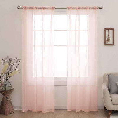 Rod Pocket Sheer Voile Curtain (Set Of 2)