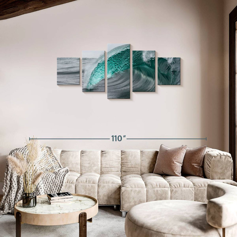 Turquoise Wave Pop, 34" H x 74" W