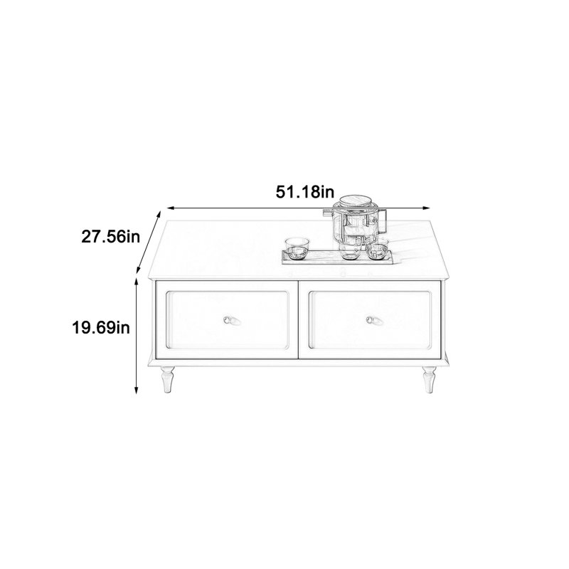 Table basse spacieuse en bois avec rangement